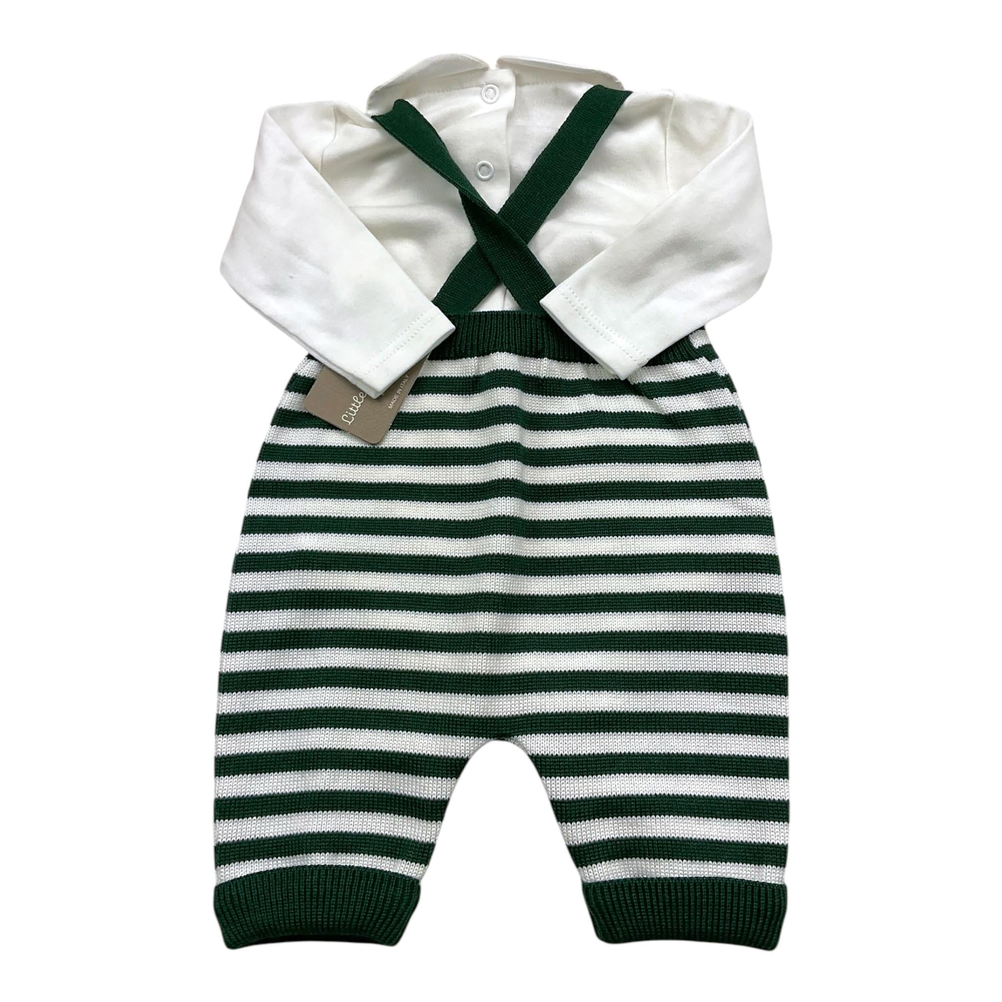 LITTLE BEAR completo 3pz body-salopettes-cardigan Verde per Neonato 5024 VERDE LITTLE BEAR 