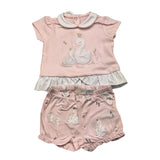 Chicco Komplett 2-teiliges T-Shirt-Höschen Einfarbig Rosa Für Neugeborene