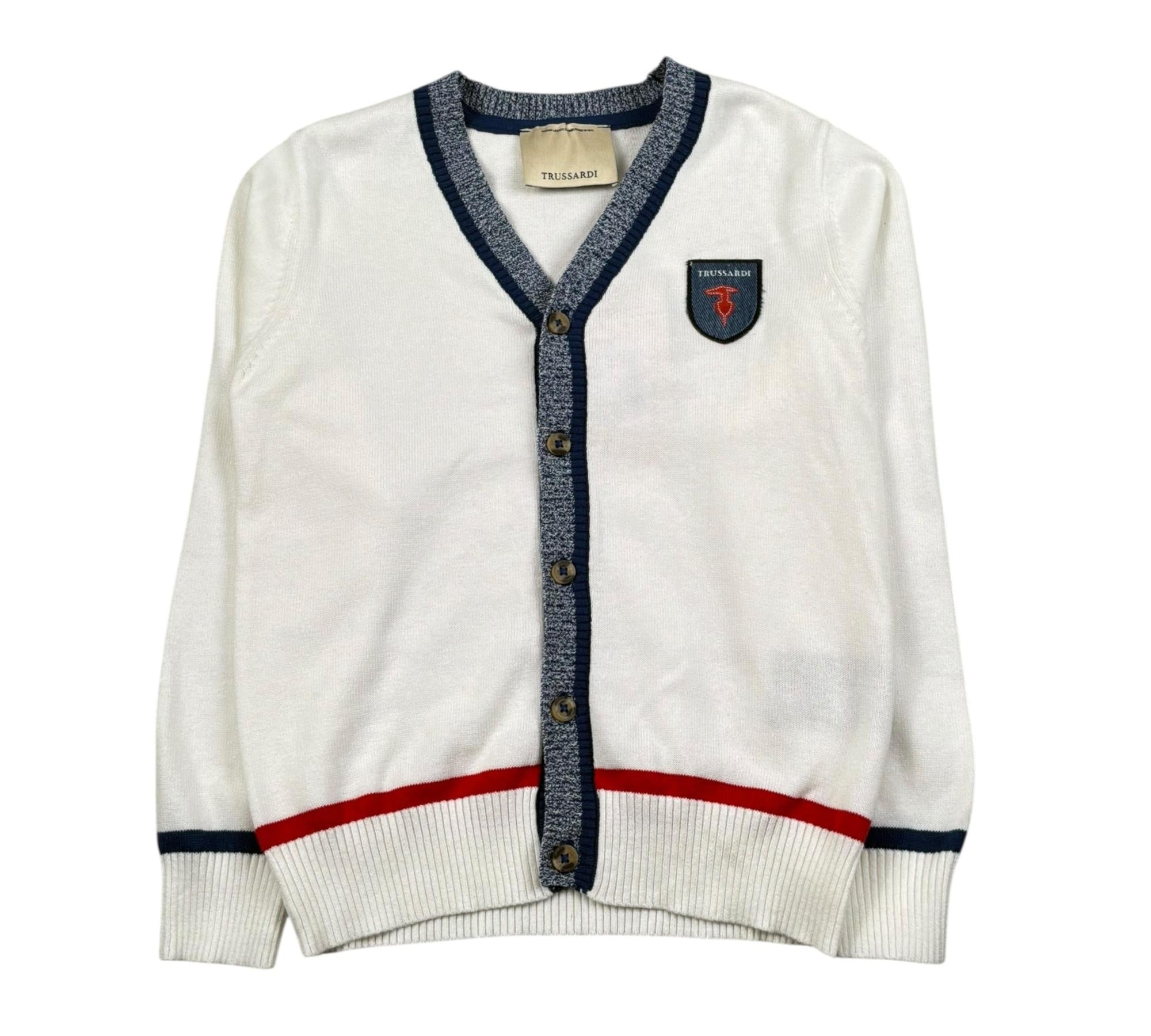 Trussardi Cardigan Tinta Unita con Bottoni E Stampa per Bambino TBP26148CD PANNA TRUSSARDI 