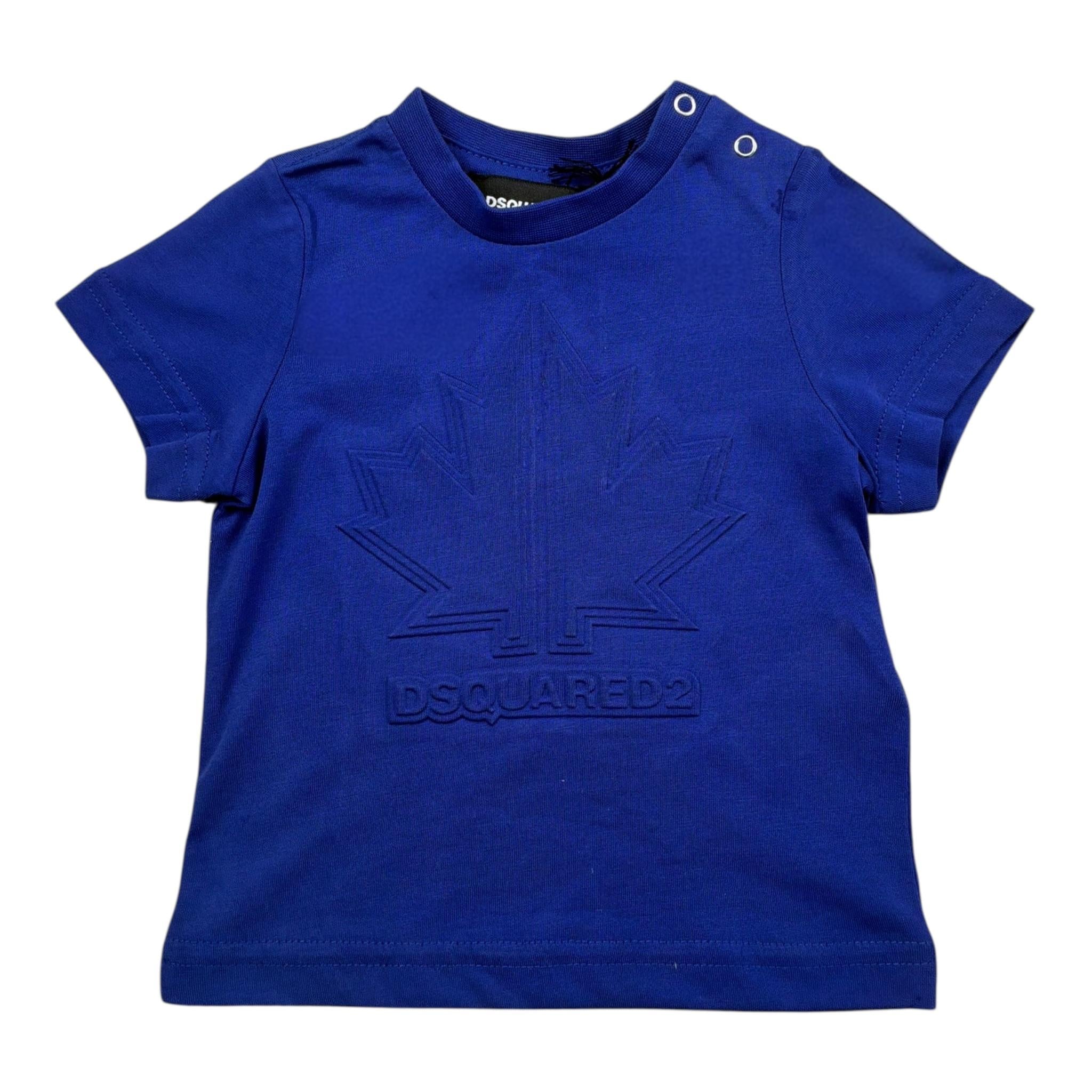 Dsquared2 T-Shirt Girocollo tinta unita con Stampa Blu per Neonato DQ1540 BLU DSQUARED2 
