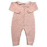 Barcellino Langarm-Strampler, einfarbig, mit kontrastierendem Kragen, Rosa für Baby-Mädchen