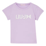 Liu Jo T-Shirt Girocollo Tinta Unita con Brillantini per Neonata KA5081NX LILLA LIU JO 