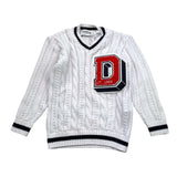 Dondup – Schlichter Pullover mit kontrastierendem Besatz und weißer Stickerei für Jungen