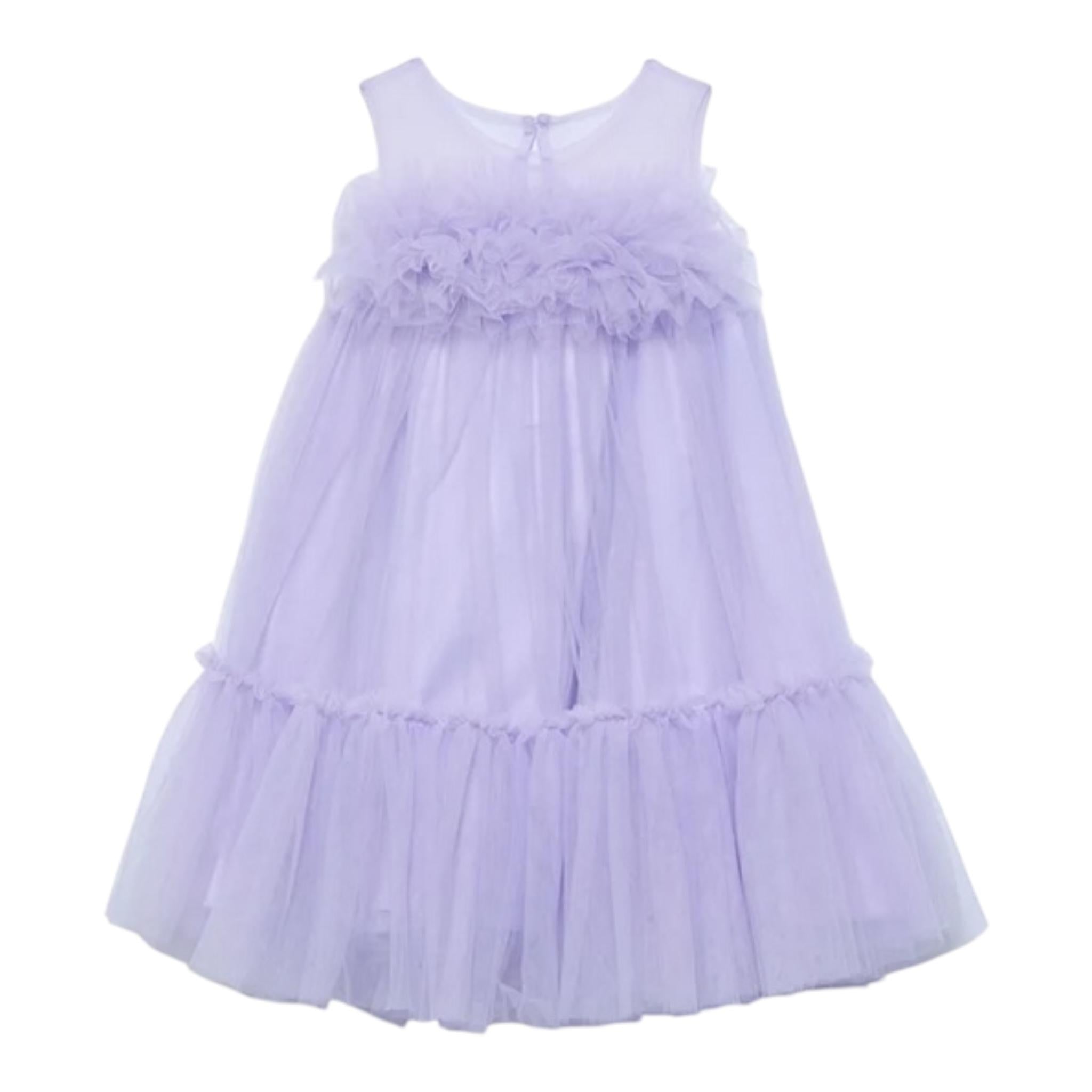 Abel & Lula Abito Tinta Unita Giromanica con Tulle per Bambina 5051 LILLA ABEL & LULA 