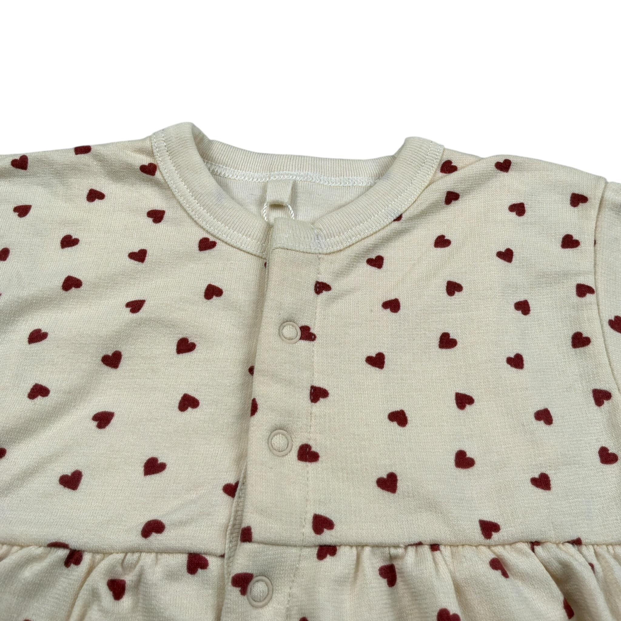Petit Bateau Abito Mezza Manica tinta unita Fantasia Cuori con Culotte Panna per Neonata A09MR01030 PANNA PETIT BATEAU 