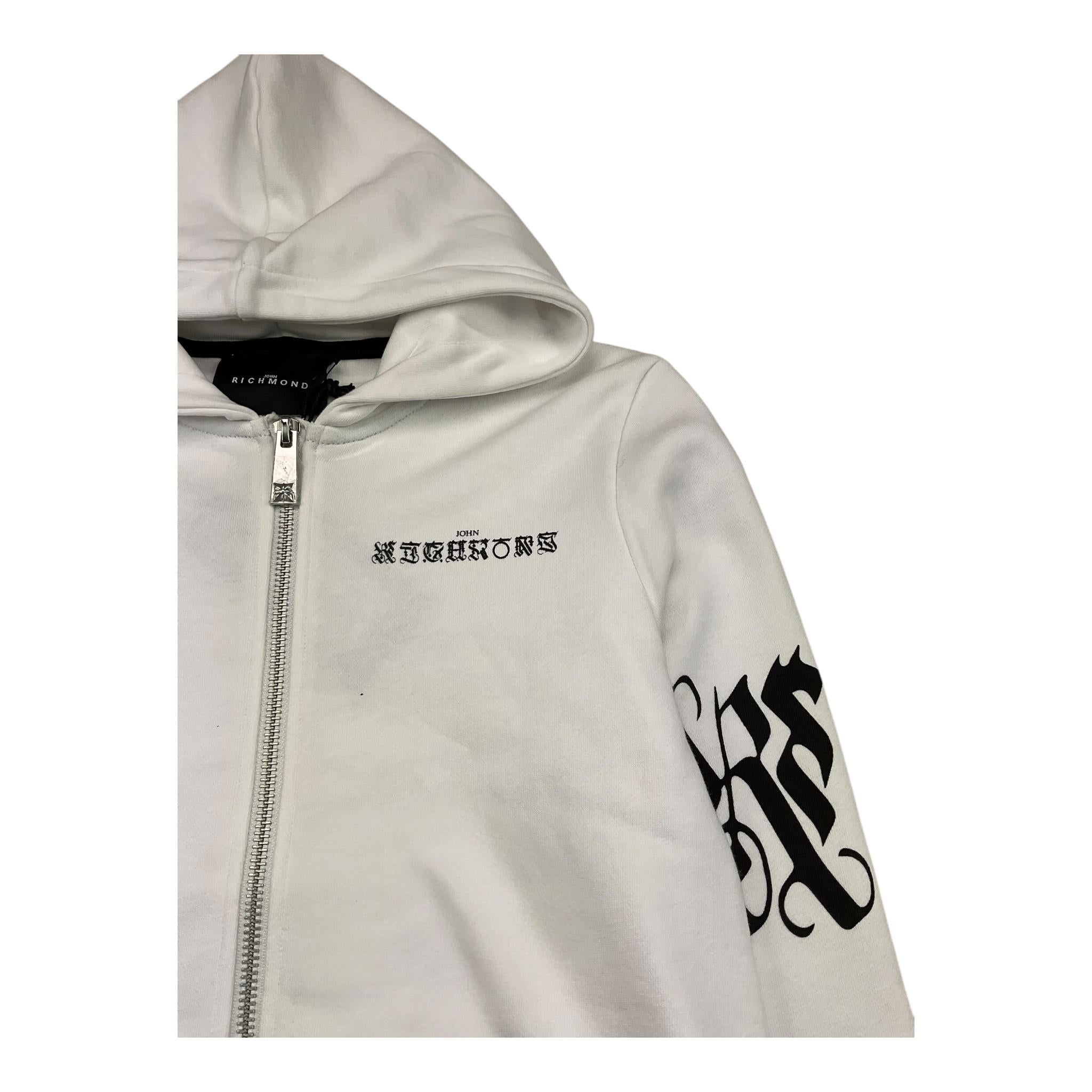 JOHN RICHMOND felpa con zip e cappuccio tinta unita con stampa  Bianco per Bambino RBA25048FE BIANCO JOHN RICHMOND 