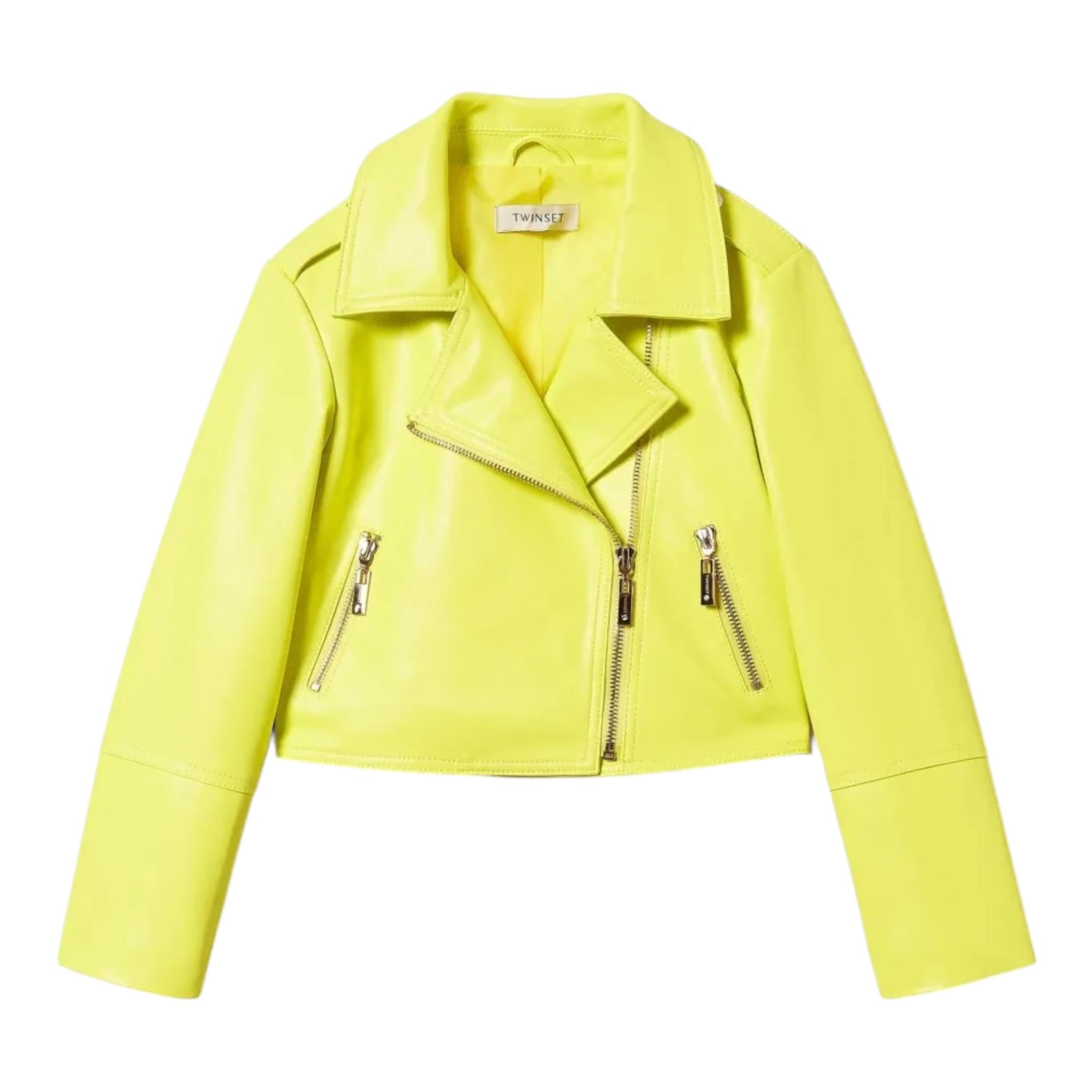 Twinset Giubbino In Ecopelle Tinta Unita con Zip per Bambina 251GJ2561 GIALLO TWINSET 