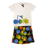 Diadora Complete 2-teiliges T-Shirt-Bermuda Two-Tone Weiß/Schwarz für Kinder