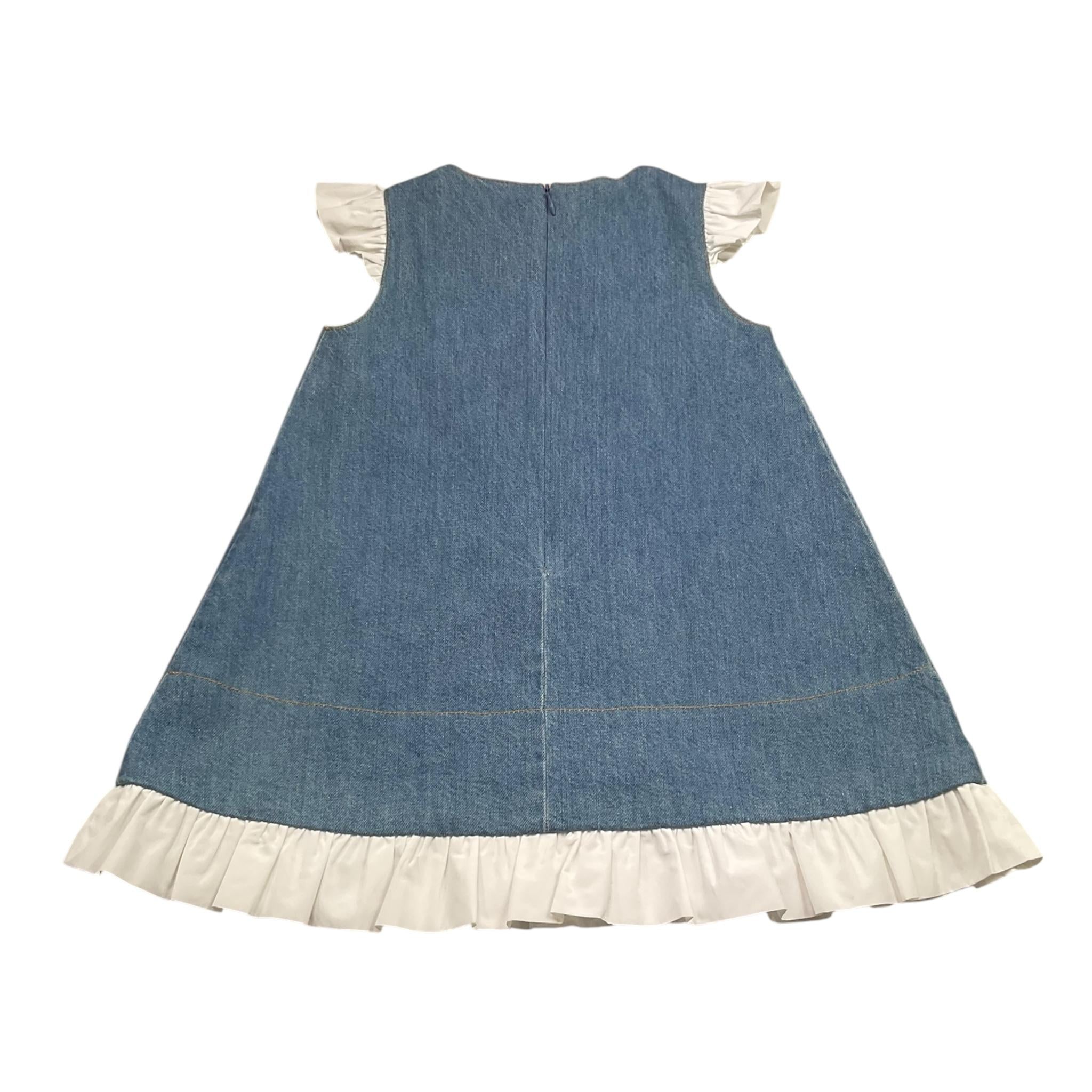 Elisabetta Franchi Abito In Denim Giromanica Tinta Unita per Bambina EGAB192 AZZURRO ELISABETTA FRANCHI 