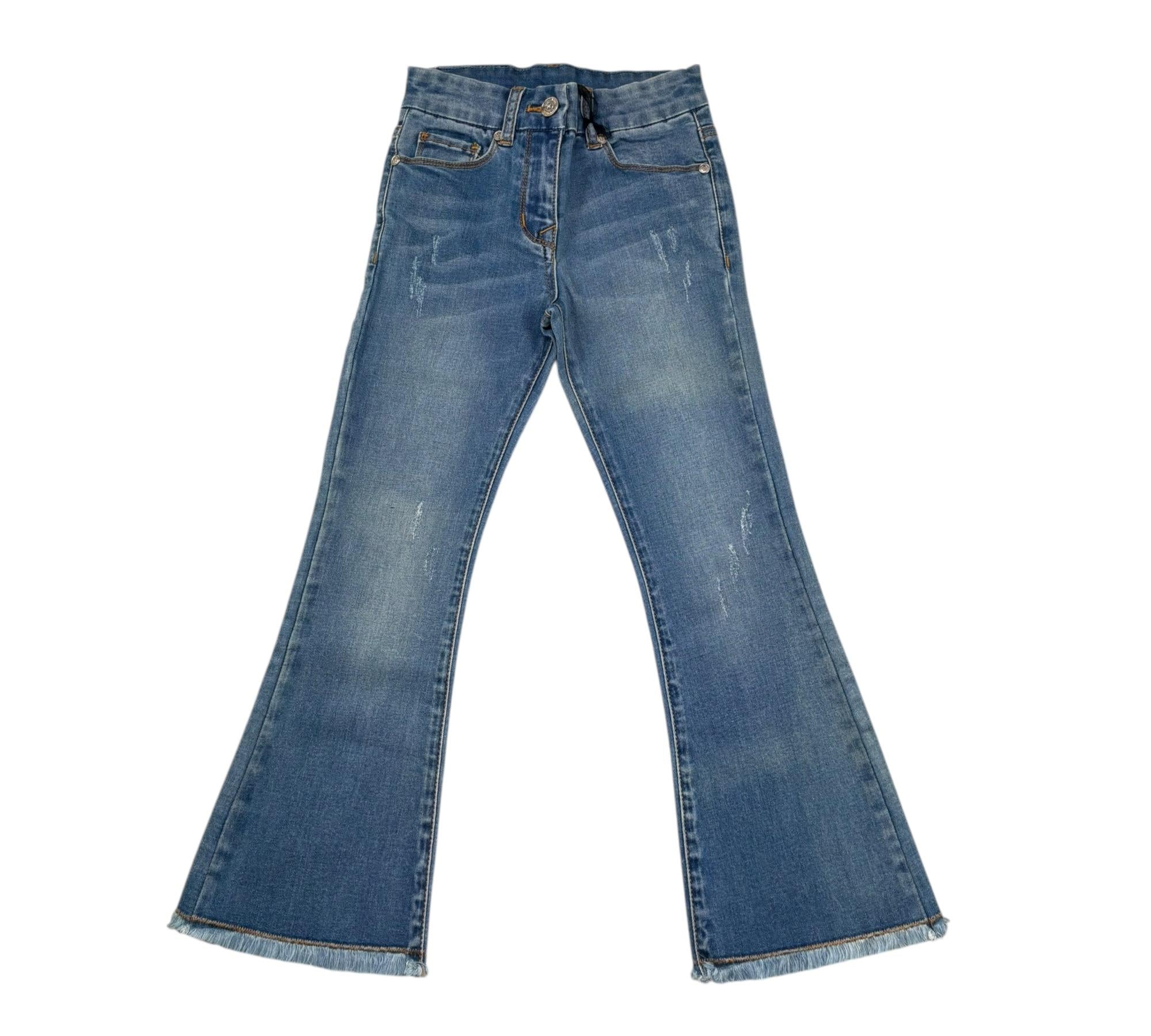 Monnalisa Jeans Tinta Unita Modello Zampa per Bambina 171402 AZZURRO MONNALISA 