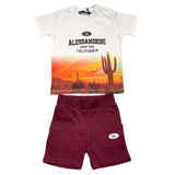Daniele Alessandrini 2-teiliges Set T-Shirt-Bermuda Weiß/Bordeaux für Neugeborene