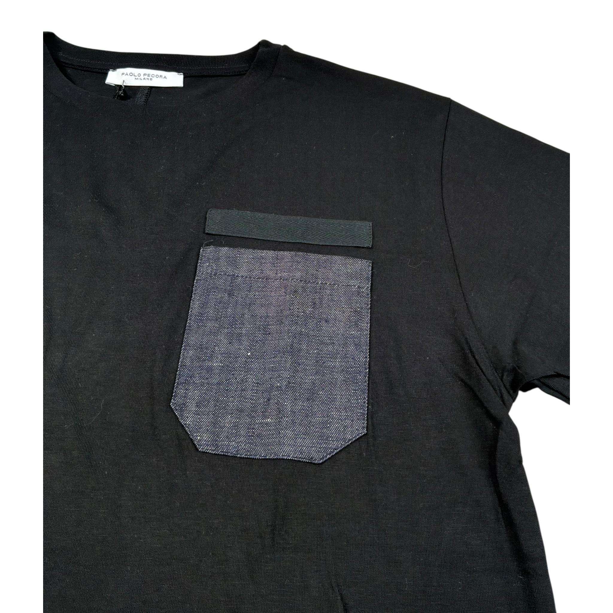Paolo Pecora T-Shirt Girocollo Tinta Unita con Taschino per Bambino PP3375 NERO PAOLO PECORA 