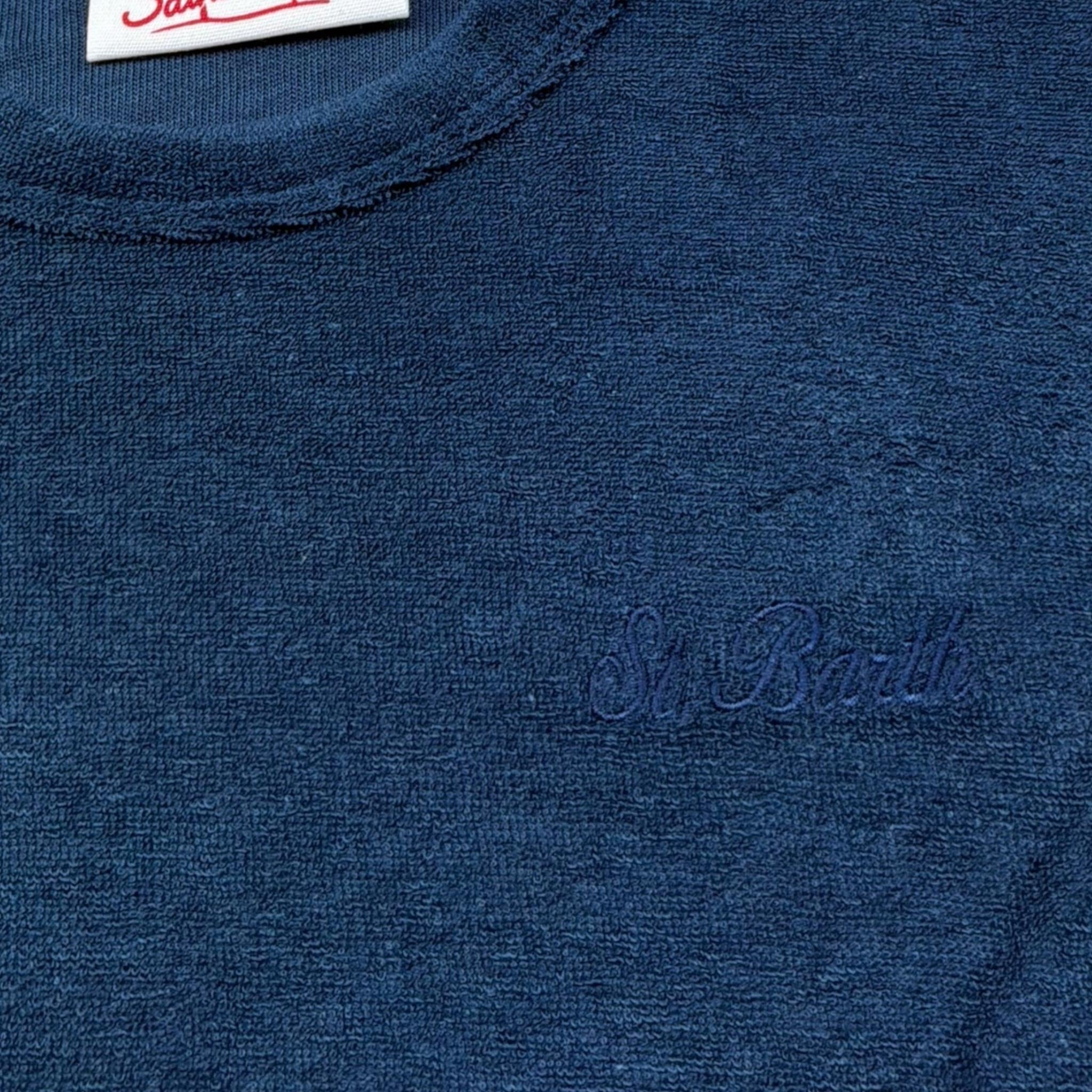 Saint Barth T-Shirt Girocollo Tinta Unita con Stampa per Bambino 00145L BLU SAINT BARTH 