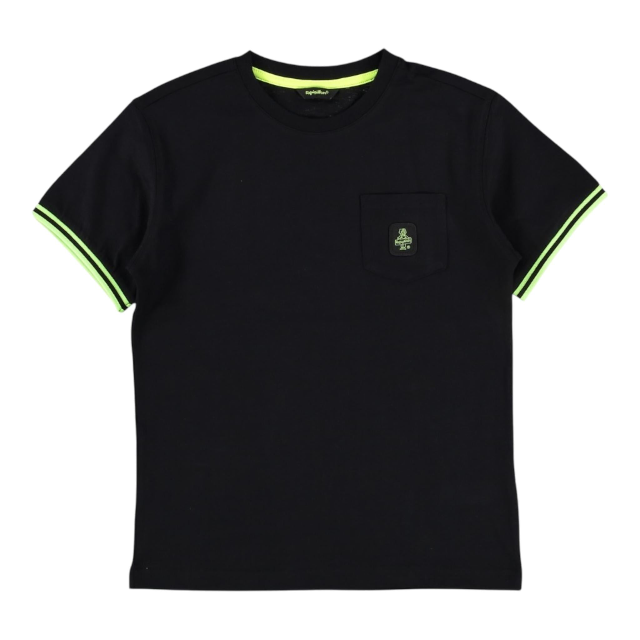 Refrigiwear T-Shirt Girocollo Tinta Unita con Stampa per Bambino 107RMJS25 NERO REFRIGIWEAR 