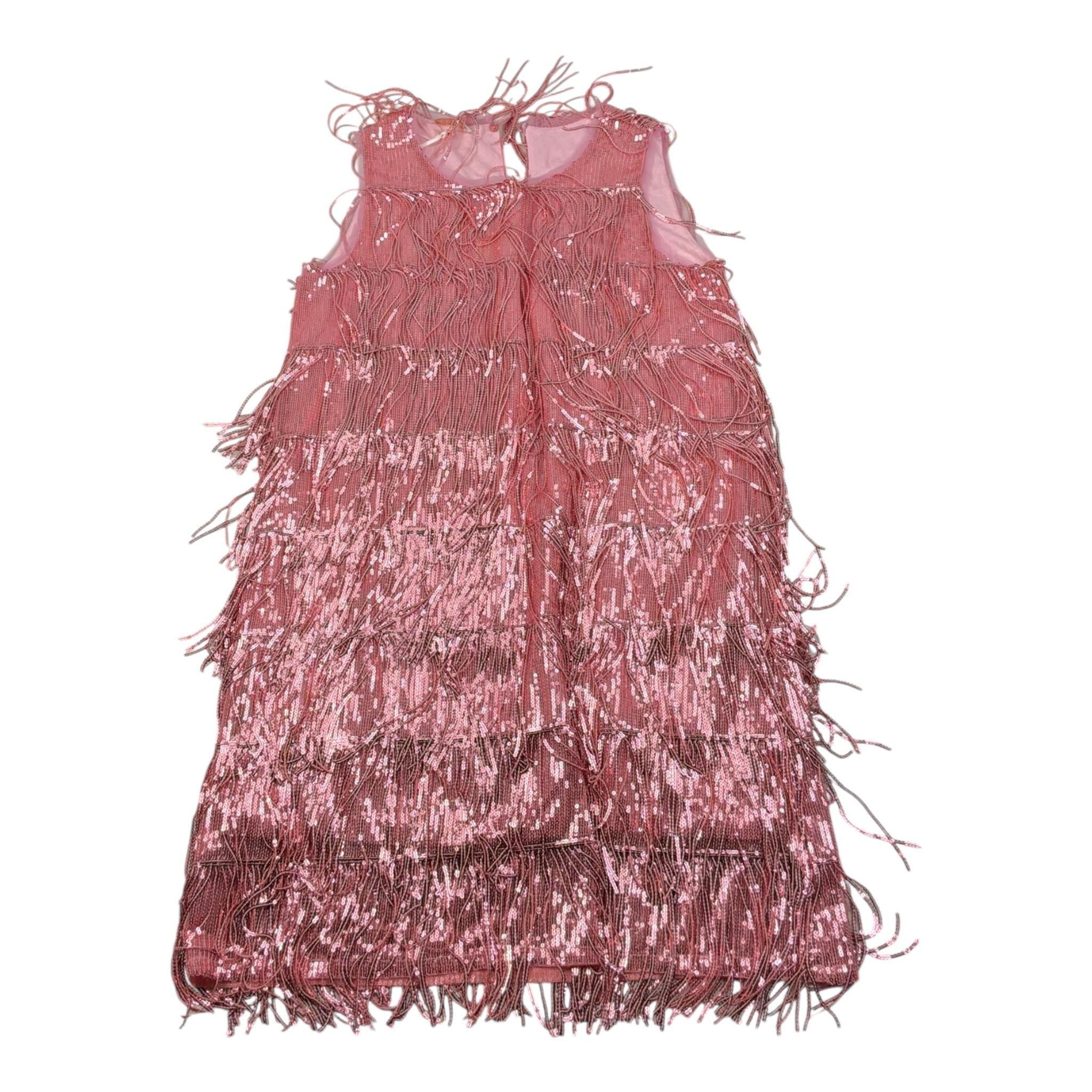 Please Abito Tinta Unita con Paillettes per Bambina AB48390G73 ROSA PLEASE 