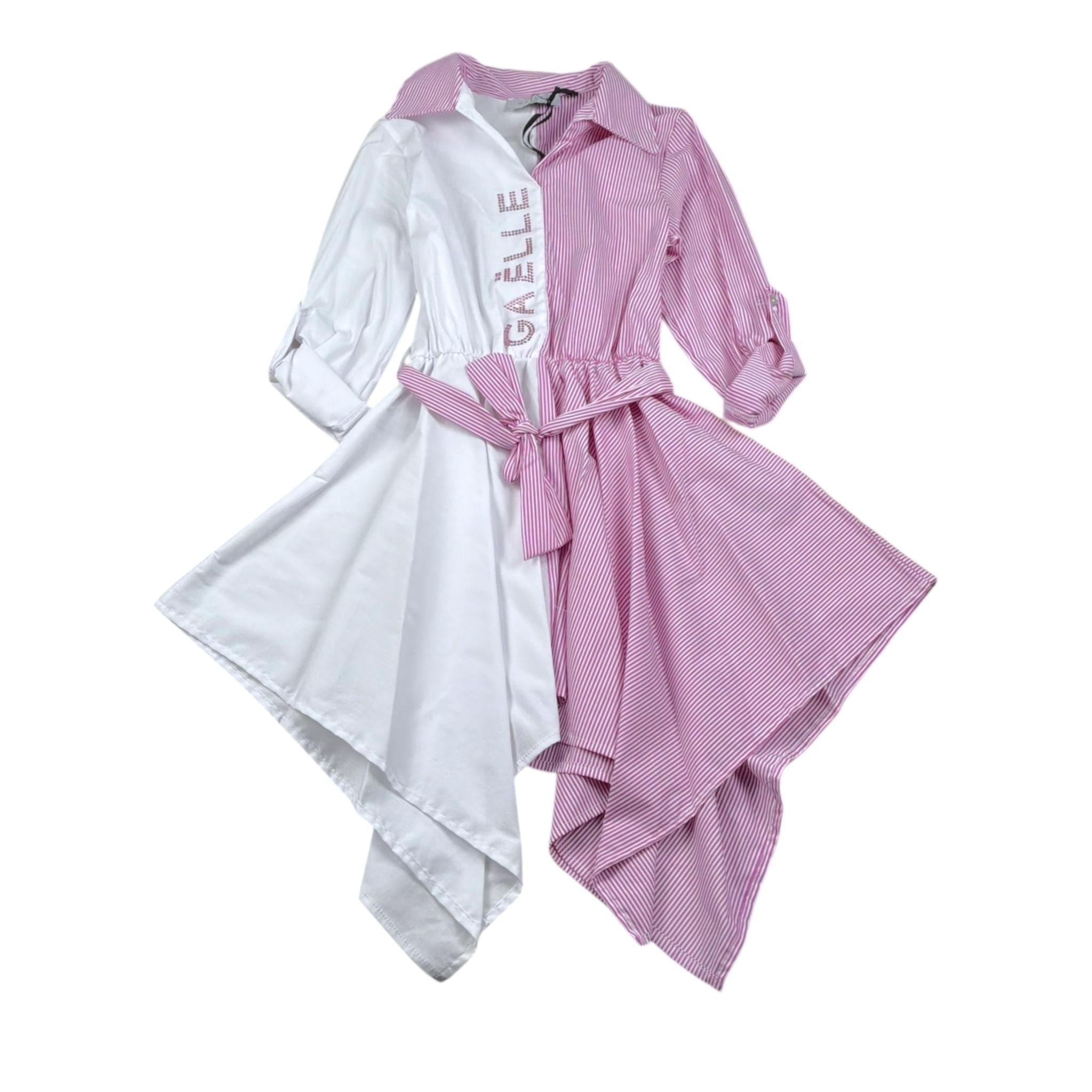 Gaelle Abito Bicolore con Fantasia A Righe per Bambina 2745V00005 BAINCO/ROSA GAELLE 