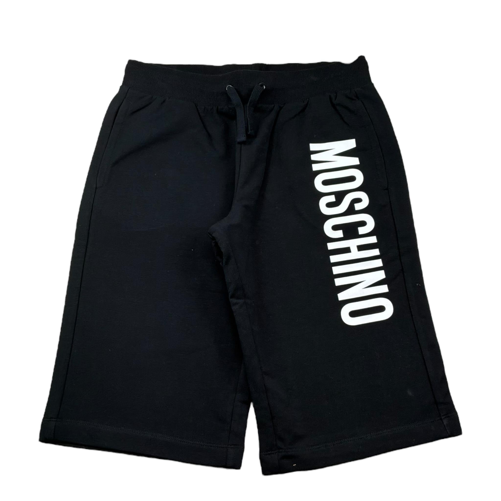 Moschino Bermuda In Tuta Tinta Unita con Logo per Bambino HUQ02F NERO MOSCHINO 