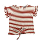 Babidu T-Shirt mit Streifenmuster, weiß/rot, für Babys