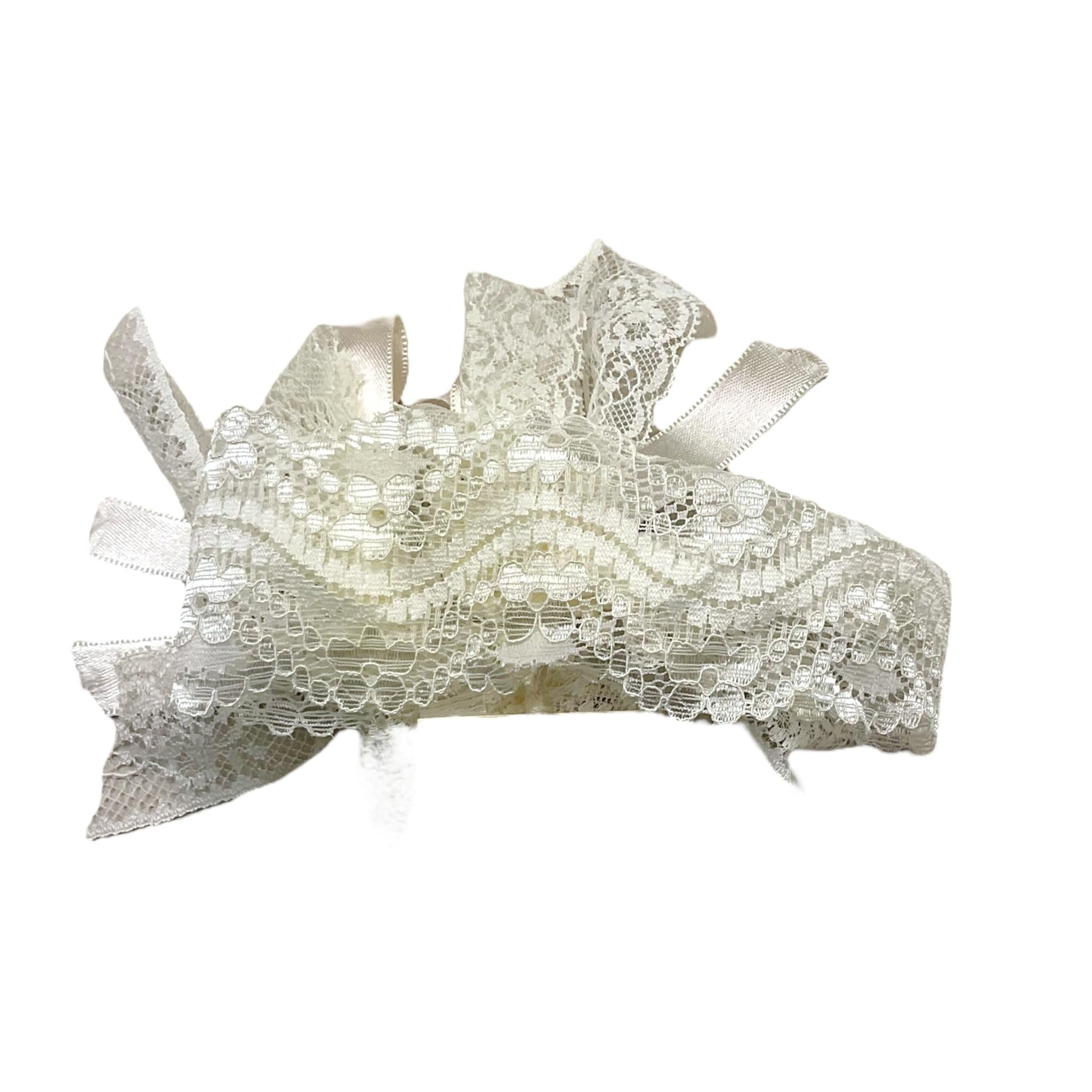 MARLU' fascia tinta unita con ricami e fiore Bianco per Neonata IH801FAT BIANCO MARLU' 