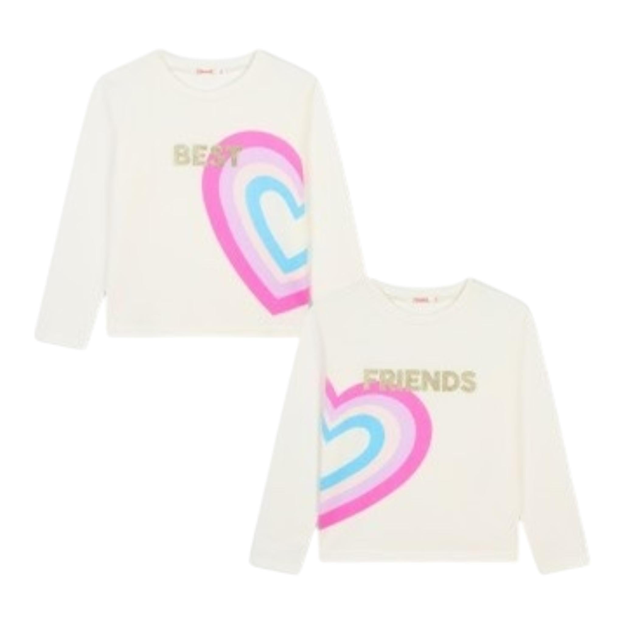 BillIEBLUSH set shirt best friend tinta unita con stampa Bianco per Bambina U20659 BIANCO BillIEBLUSH 