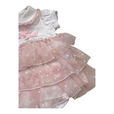 La Sartoria Dei Piccoli Pagliaccetto Mezza Manica Bicolore con Tulle per Neonata LP008 BIANCO/ROSA LA SARTORIA DEI PICCOLI 