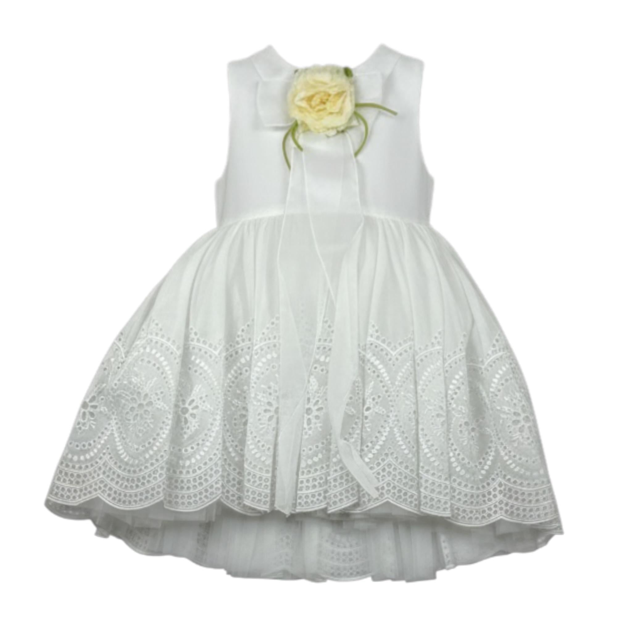 Raffaella Abito Cerimonia Tinta Unita Giromaniche per Bambina ESTATE BIANCO RAFFAELLA 