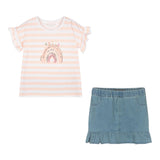 Guess Completo 2 Pezzi Gonna In Denim-T-Shirt per Neonata K3GG01K6YW0 BIANCO GUESS 