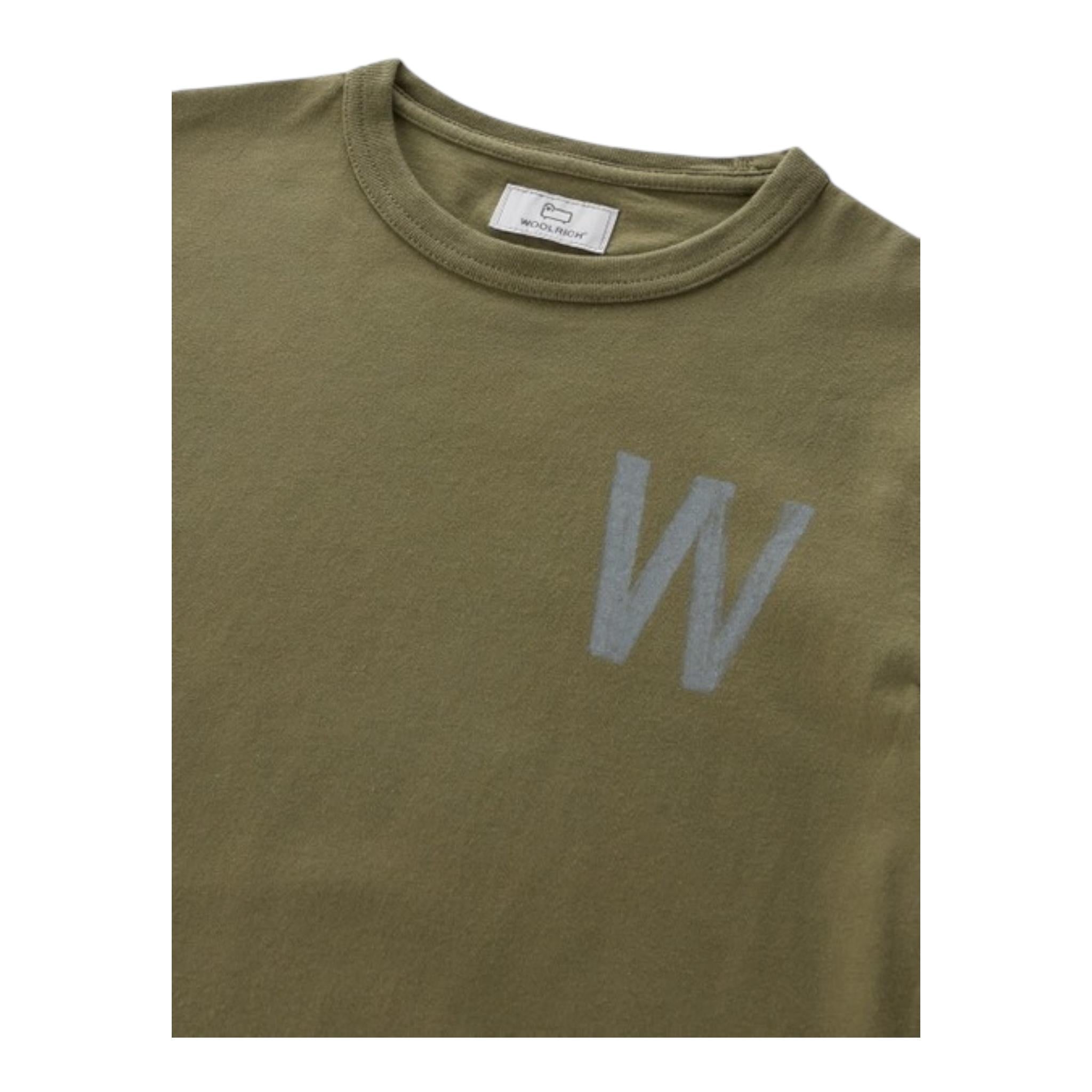 Woolrich T-Shirt Girocollo Tinta Unita con Stampa per Bambino CFWKTE0130 VERDE WOOLRICH 