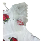 Monnalisa Abito Giromanica Tinta Unita Fantasia Fragole per Bambina 117923 BIANCO MONNALISA 