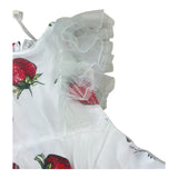 Monnalisa Abito Giromanica Tinta Unita Fantasia Fragole per Bambina 117923 BIANCO MONNALISA 