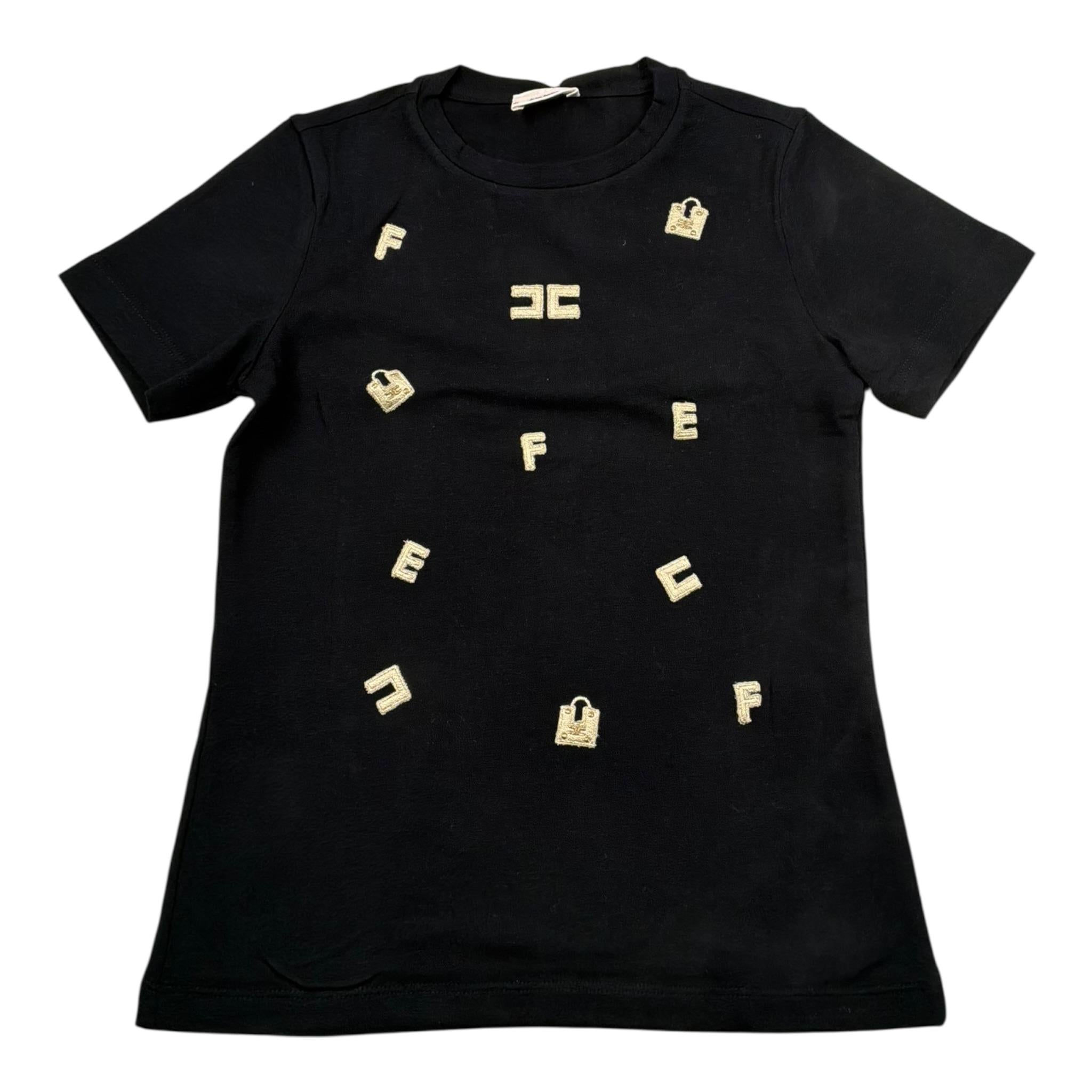 Elisabetta Franchi T-Shirt Girocollo Tinta Unita con Stampa per Bambina EFTS188 NERO ELISABETTA FRANCHI 