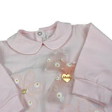 Le Bebe' Tutina tinta unita con Stampa Rosa per Neonata LBG5157 ROSA LE BEBE' 