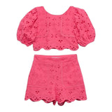 Abel & Lula Completo 2 Pezzi Top-Short Traforato per Bambina 5231 FUXIA ABEL & LULA 