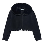 ABEL & LULA cardigan tinta unita collo pelliccia Nero per Bambina 5828X NERO ABEL & LULA 