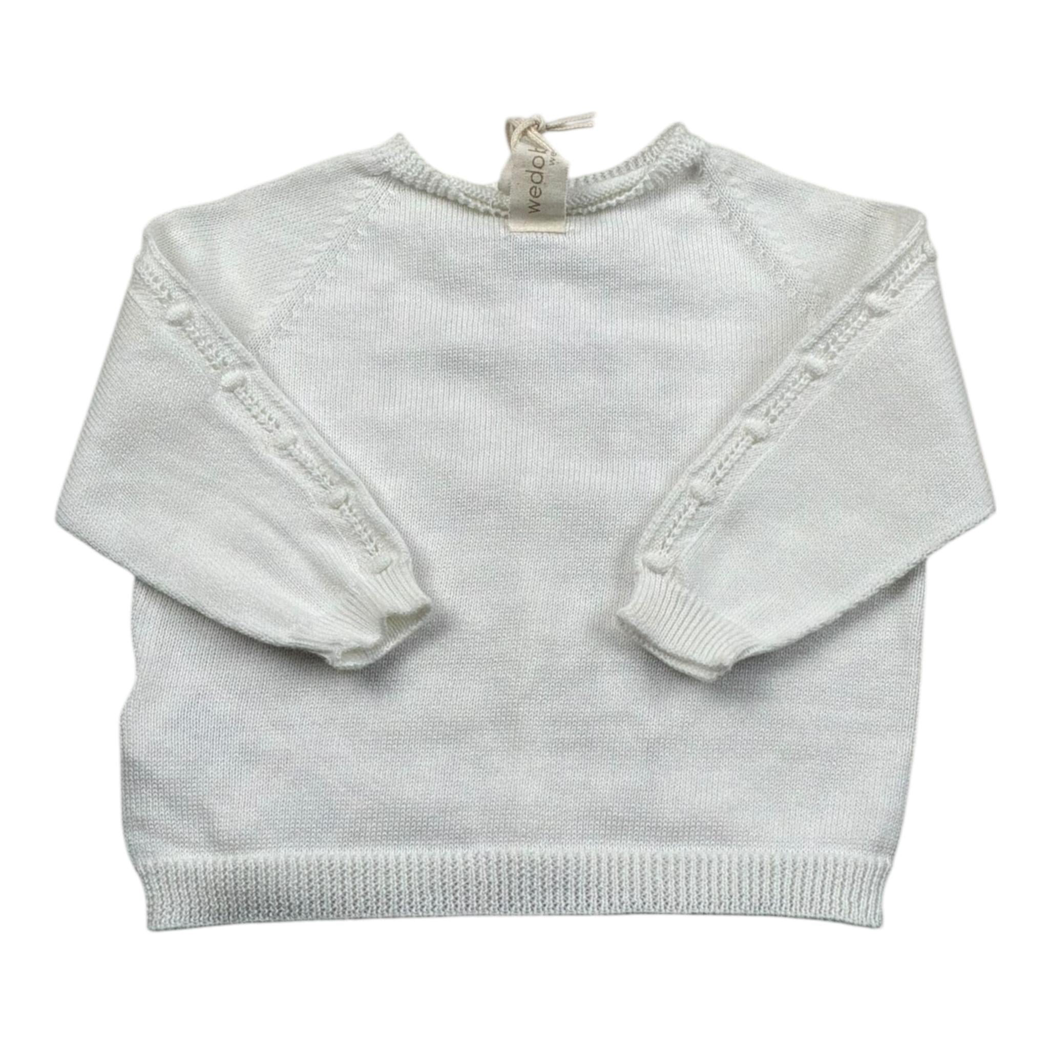 La Stupenderia Cardigan Tinta Unita con Ricami per Neonato V2401308A BIANCO LA STUPENDERIA 