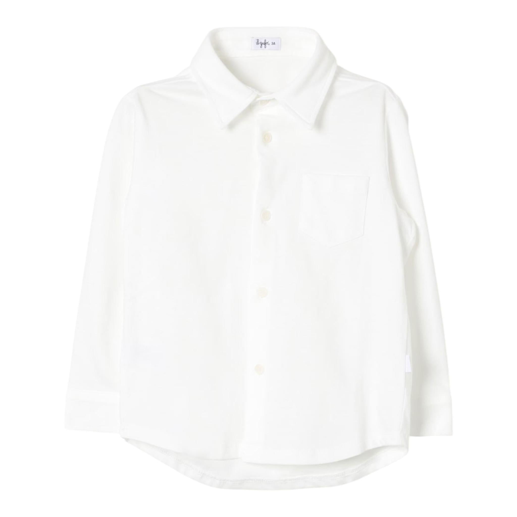 Il Gufo Camicia Manica Lunga Tinta Unita con Taschino per Bambino COACL049MF002 PANNA IL GUFO 