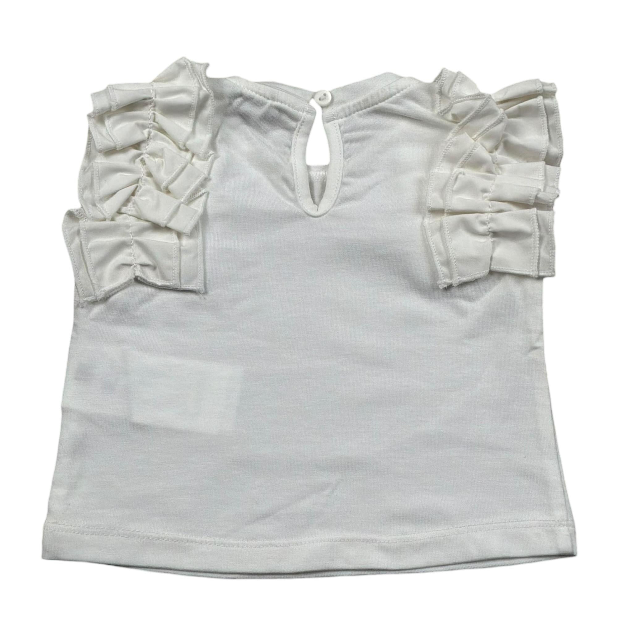 M+E' T-Shirt Girocollo tinta unita con Rouches Bianco per Neonata UE1735 BIANCO M+E' 