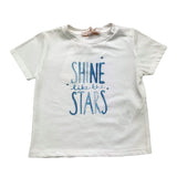Please T-Shirt Rundhals Einfarbig mit Kontrastdruck Weiß für Baby Mädchen