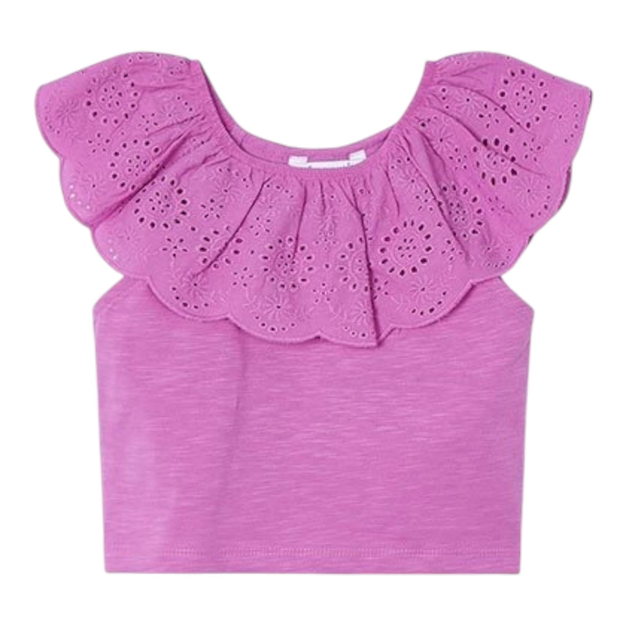 Mayoral Top Tinta Unita con Scollo A Barca per Bambina 3012 VIOLA MAYORAL 