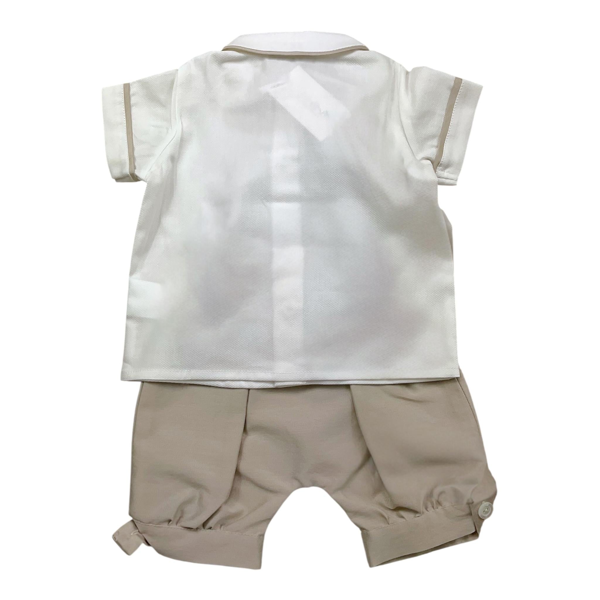 Colibri Completo 2 Pezzi Camicia-Salopette Bicolore per Neonato 2CCTCPP BIANCO/BEIGE COLIBRI 