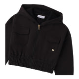 SARABANDA felpa modello crop con zip e cappuccio tinta unita Nero per Bambina 0A752 NERO SARABANDA 