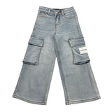 Hinnominate Jeans Tinta Unita con Tasconi E Girovita Regolabile per Bambina 3645PD00148X AZZURRO HINNOMINATE 