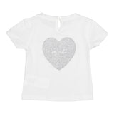 M+E‘ Einfarbiges T-Shirt mit Rundhalsausschnitt und Kontrastdruck in Weiß für Baby-Mädchen