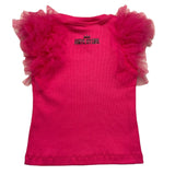 Aniye By Girl – Einfarbiges Tanktop mit fuchsiafarbenem Tüll für Mädchen