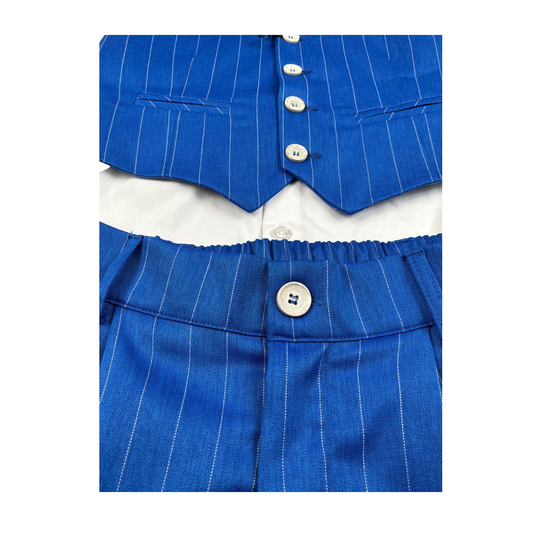 Never Too Completo 4 Pezzi Camicia-Gilet-Papillon-Bermuda Blu per Bambino GM2244B BLU NEVER TOO 