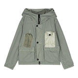 CP Company Einfarbige Jacke mit Knöpfen und Kapuze Grün für Jungen