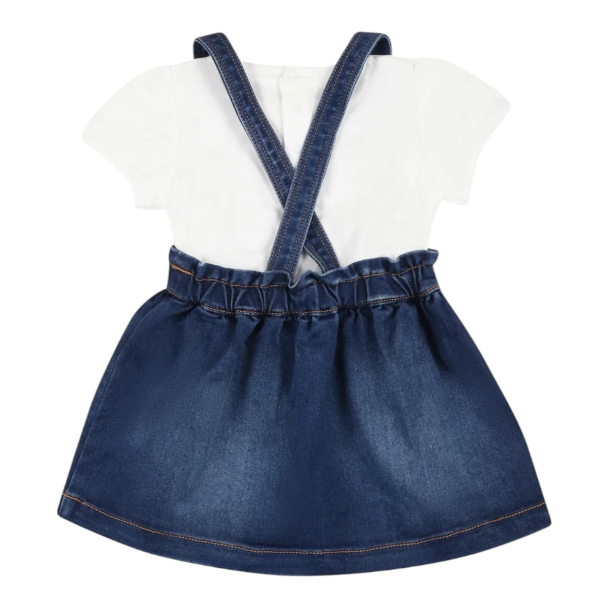 Moschino Completo 2 Pezzi T-Shirt-Salopette In Denim per Neonata MFG01K BIANCO MOSCHINO 