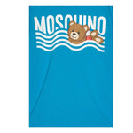 Moschino T-Shirt Girocollo Tinta Unita con Stampa Orso per Neonato MUM04D AZZURRO MOSCHINO 