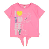 Billieblush Mädchen T-Shirt mit Rundhalsausschnitt und Fuchsia-Print in einfarbiger Farbe