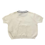 ELISABETTA FRANCHI t-shirt in maglia tinta unita cn collo logato Panna per Bambina EGMA025X PANNA ELISABETTA FRANCHI 